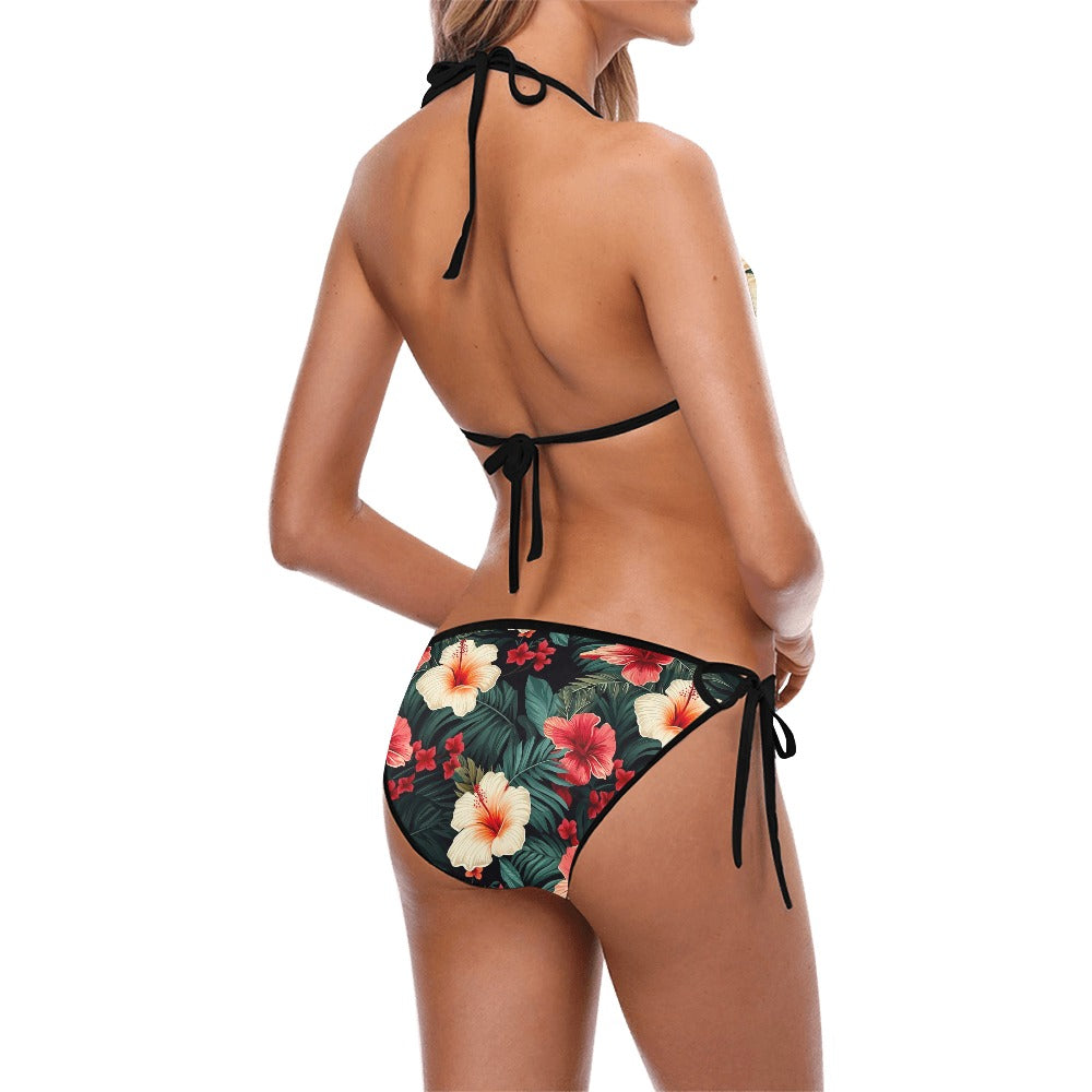 Colorful Hibiscus String Bikini Swimsuit - Sunshine on the Seas