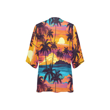 Rainbow Tropical Women's Kimono Chiffon Cover Up