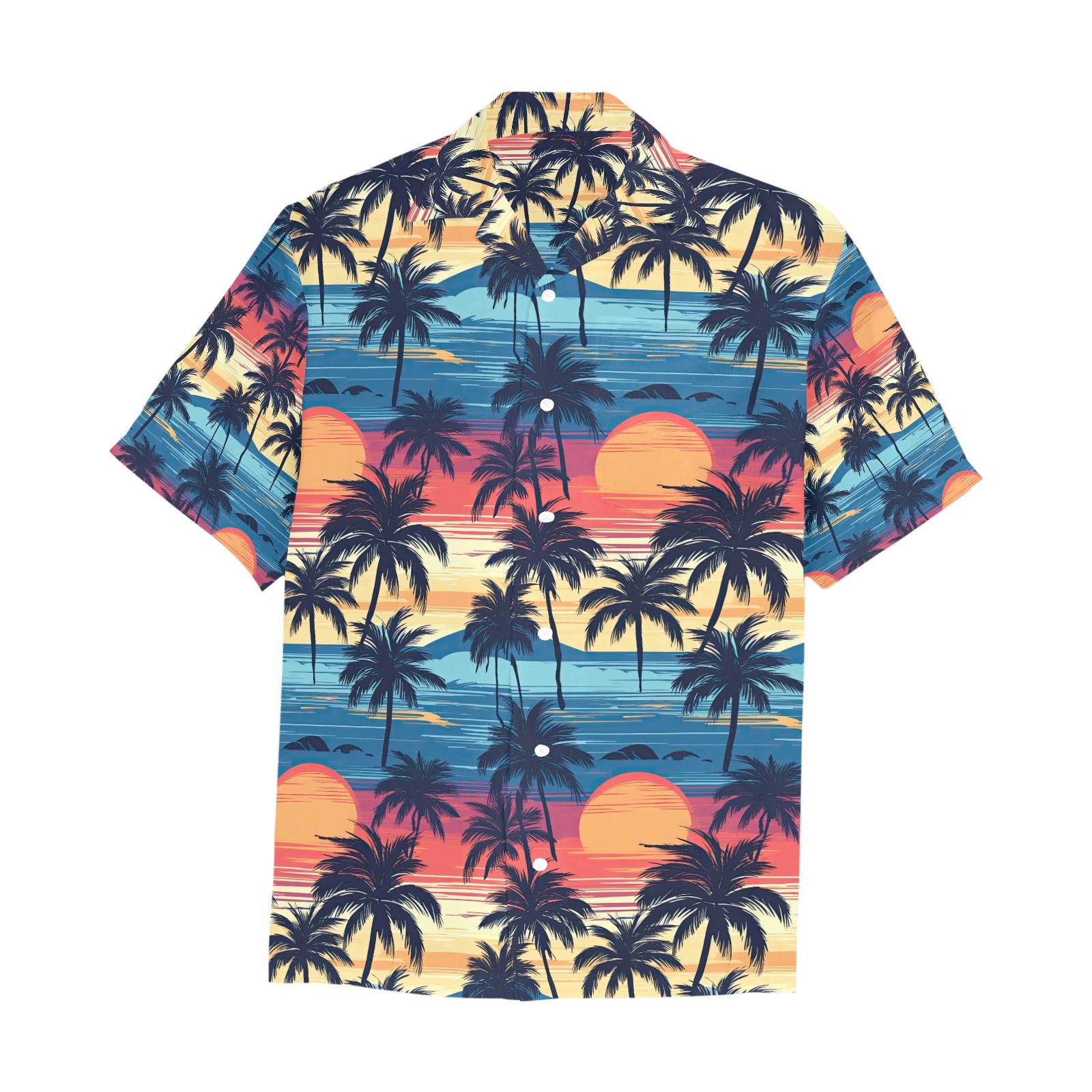 Palm Tree Sunset Men's Hawaiian Shirt With Chest Pocket - Sunshine on the Seas