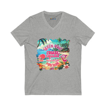 Queen Anne Cruise Squad Inaugural Sailing May 2024 Unisex Jersey Short Sleeve V-Neck Tee