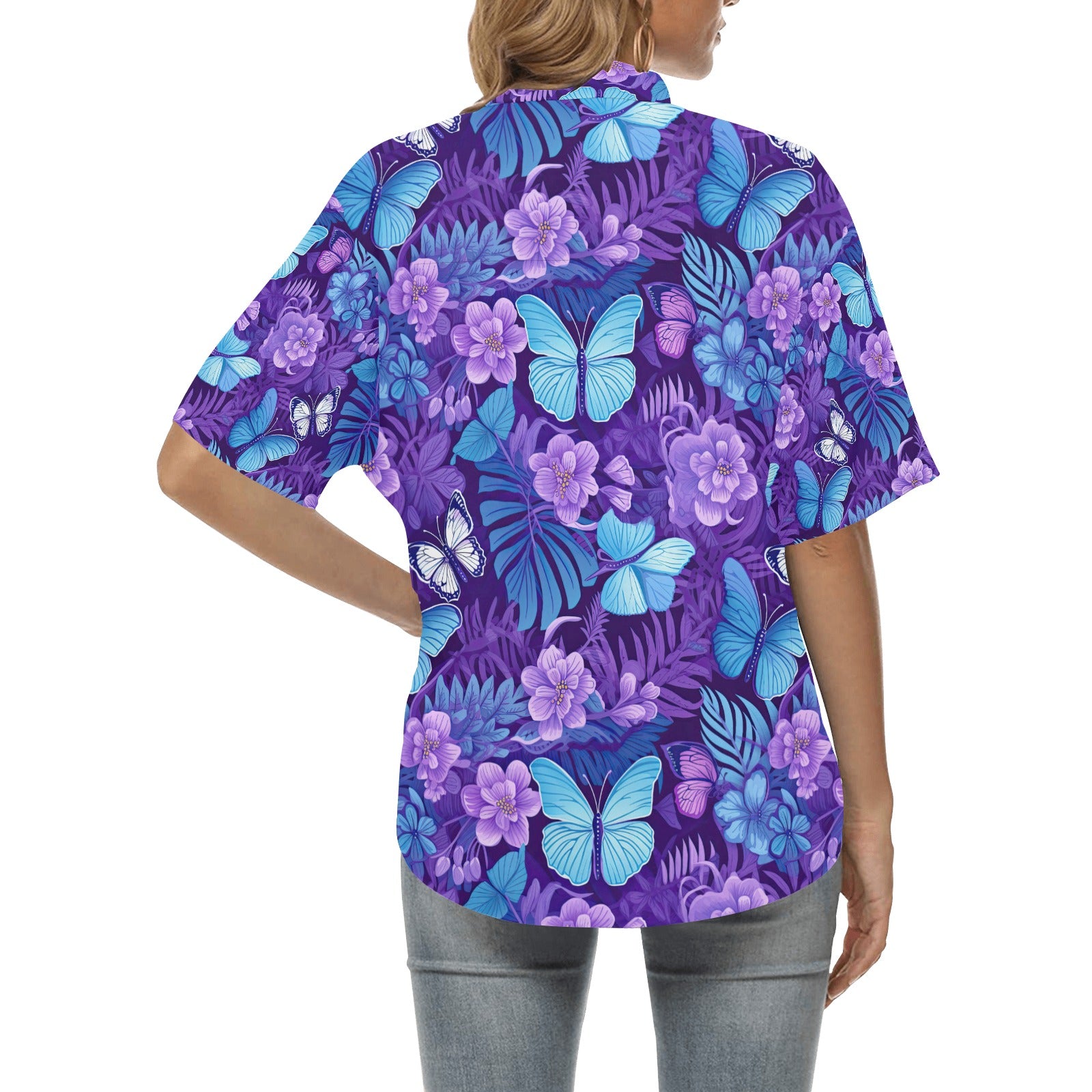 Butterfly Flower Hawaiian Shirt for Women - Sunshine on the Seas