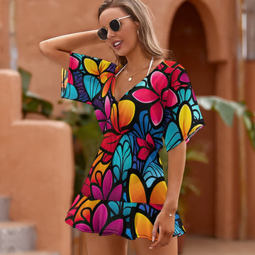 Ladies Thin Short Sleeve One Piece Dress Coverup