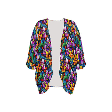 Orchids Women's Kimono Chiffon Cover Up