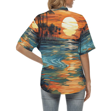Van Gogh Tropical Sunset Hawaiian Shirt for Women