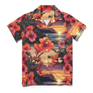 Hibiscus Sunset Hawaiian Shirt for Men