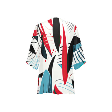 Modern Print Women's Kimono Chiffon Cover Up