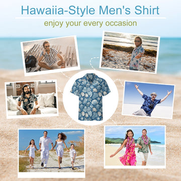 Blue Seashells Hawaiian Shirt for Men