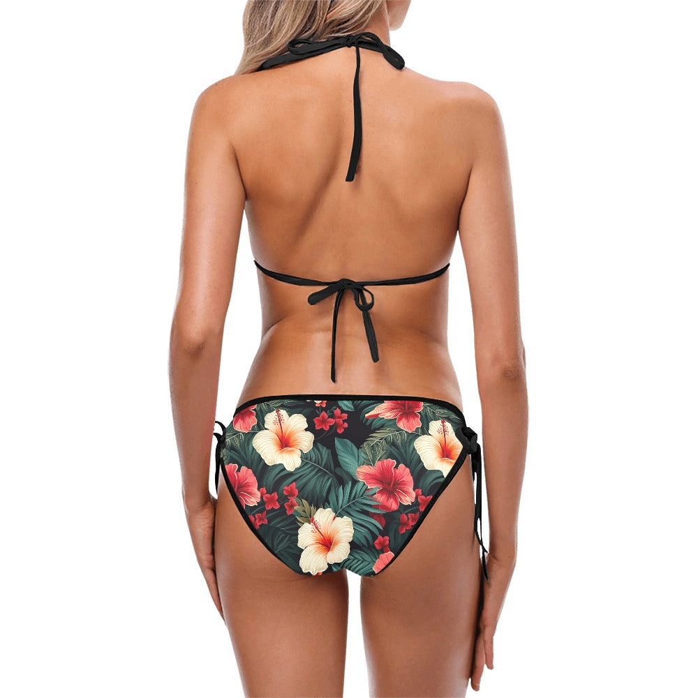 Colorful Hibiscus String Bikini Swimsuit - Sunshine on the Seas