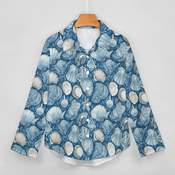 Blue Seashells Women's Hawaiian Shirt