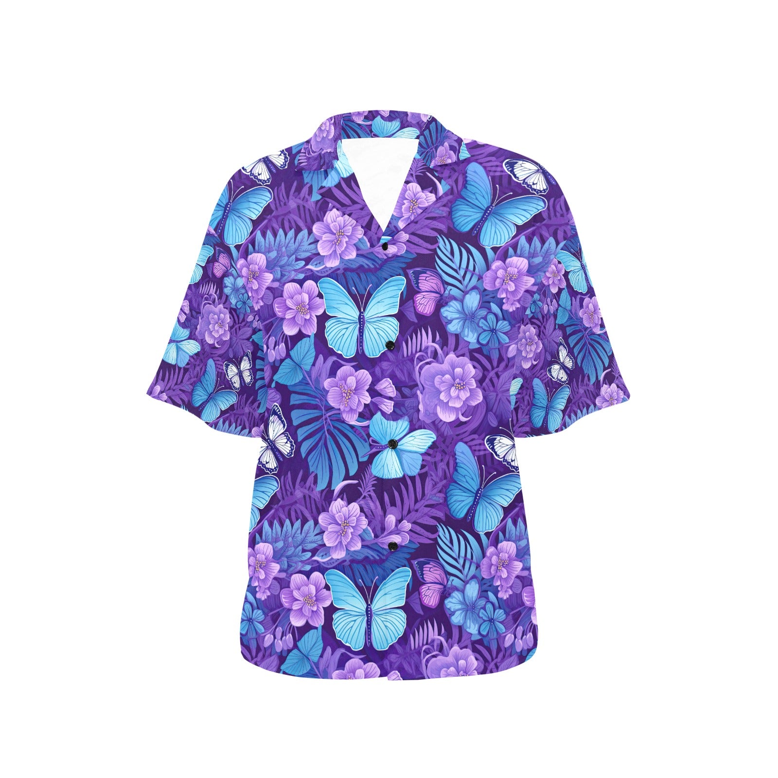 Butterfly Flower Hawaiian Shirt for Women - Sunshine on the Seas