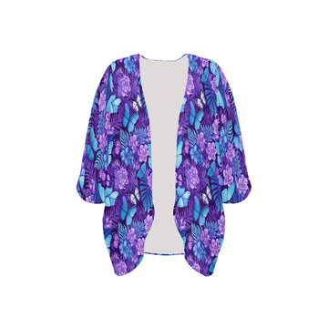 Butterfly Flower Women's Kimono Chiffon Cover Up