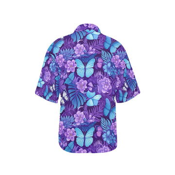 Butterfly Flower Hawaiian Shirt for Women - Sunshine on the Seas
