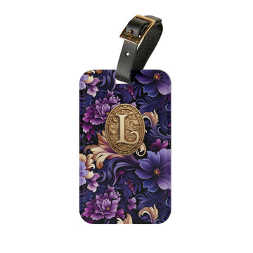 Purple Paisley Monogrammed Luggage Tag