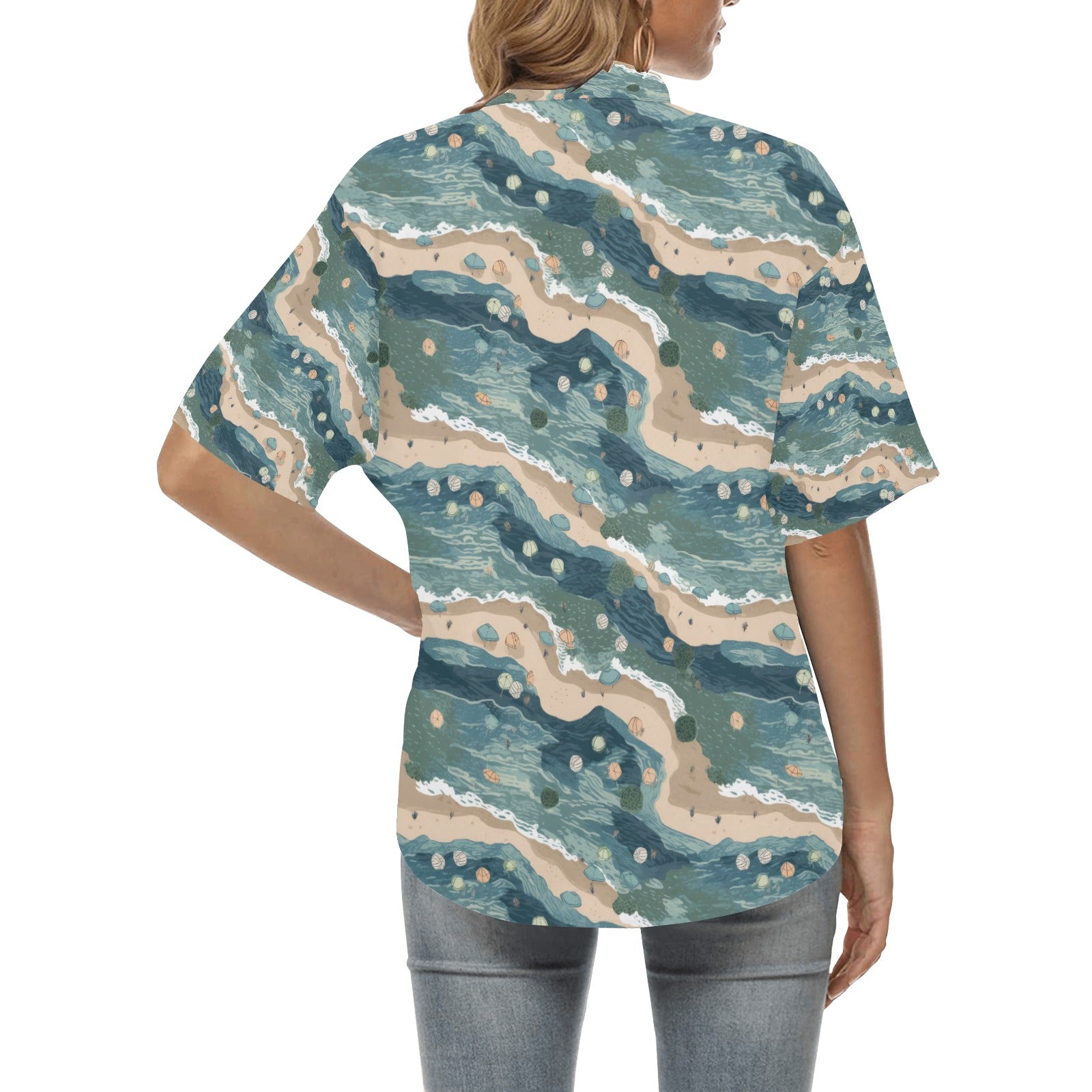 Beach Shoreline Hawaiian Shirt for Women - Sunshine on the Seas