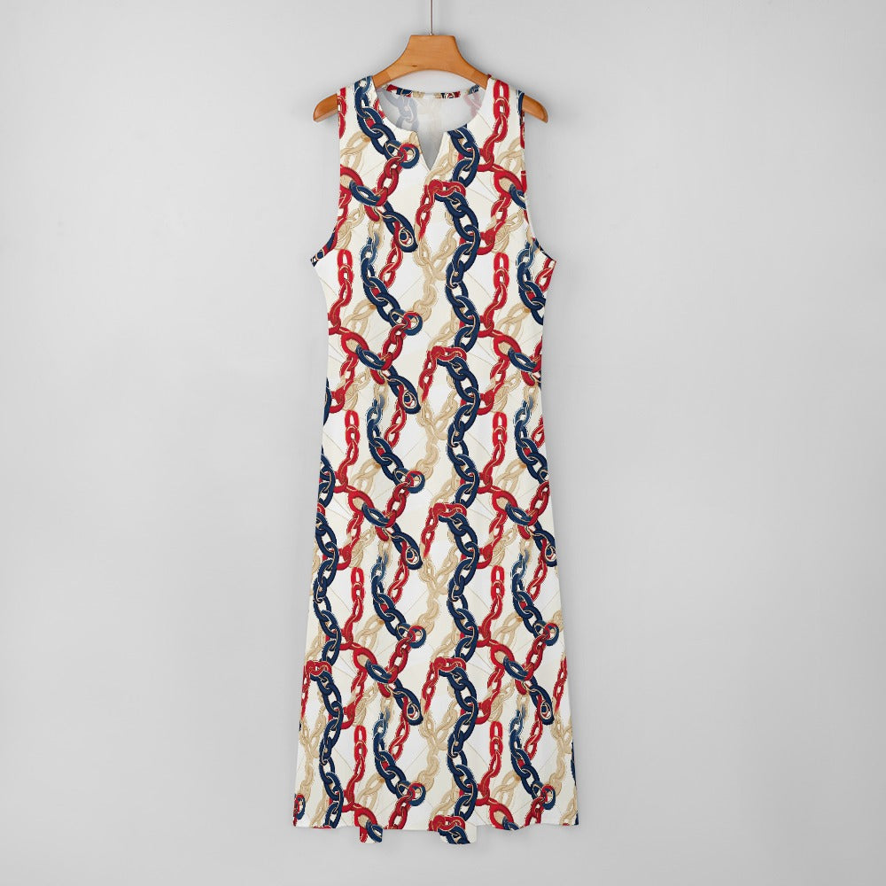 Nautical Chains Long Sleeveless Dress - Sunshine on the Seas