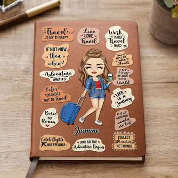 Personalized Leather Travel Journal - Life Is a Journey Travel Lovers