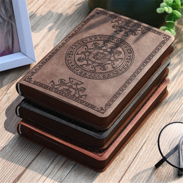 PU Leather Journal Notebook Thicken Notepad Personal Planner Memo Book Sketchpad Wide Lined for Women Men Student Gift W3JD