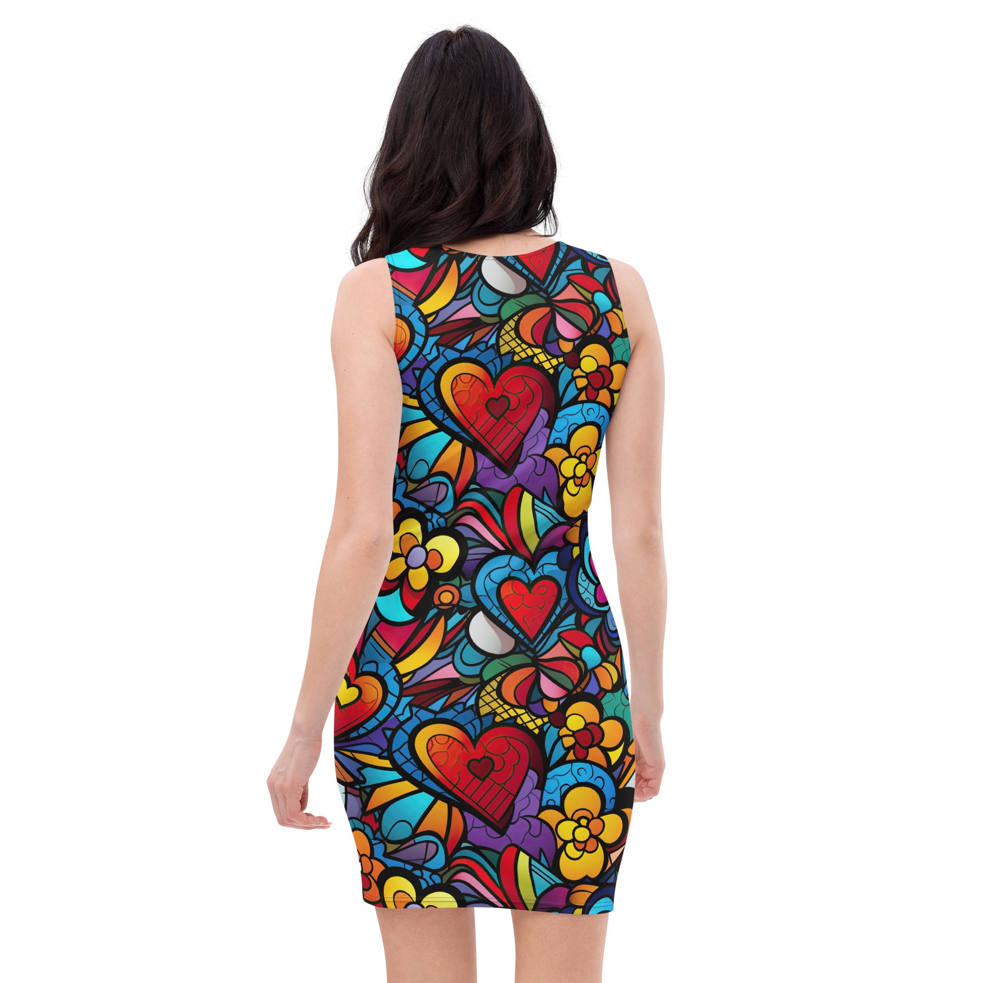 Hearts & Flowers Women's Fitted Dress - Sunshine on the Seas