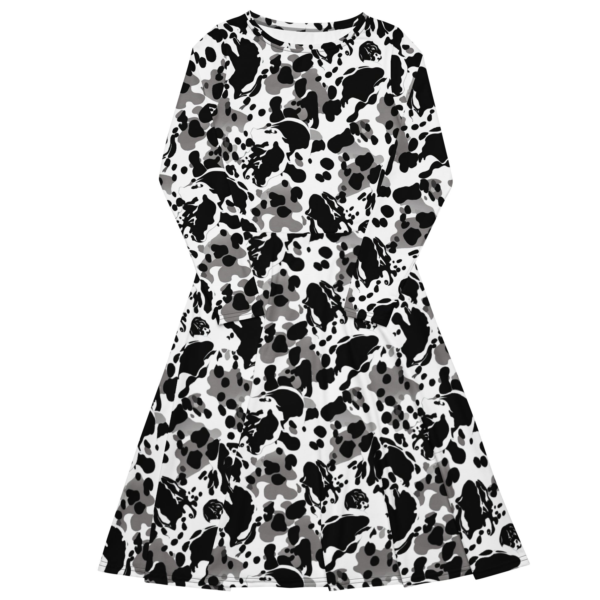 Cowprints Long Sleeve Midi Dress w/ Pockets - Sunshine on the Seas