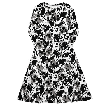 Cowprints Long Sleeve Midi Dress w/ Pockets - Sunshine on the Seas