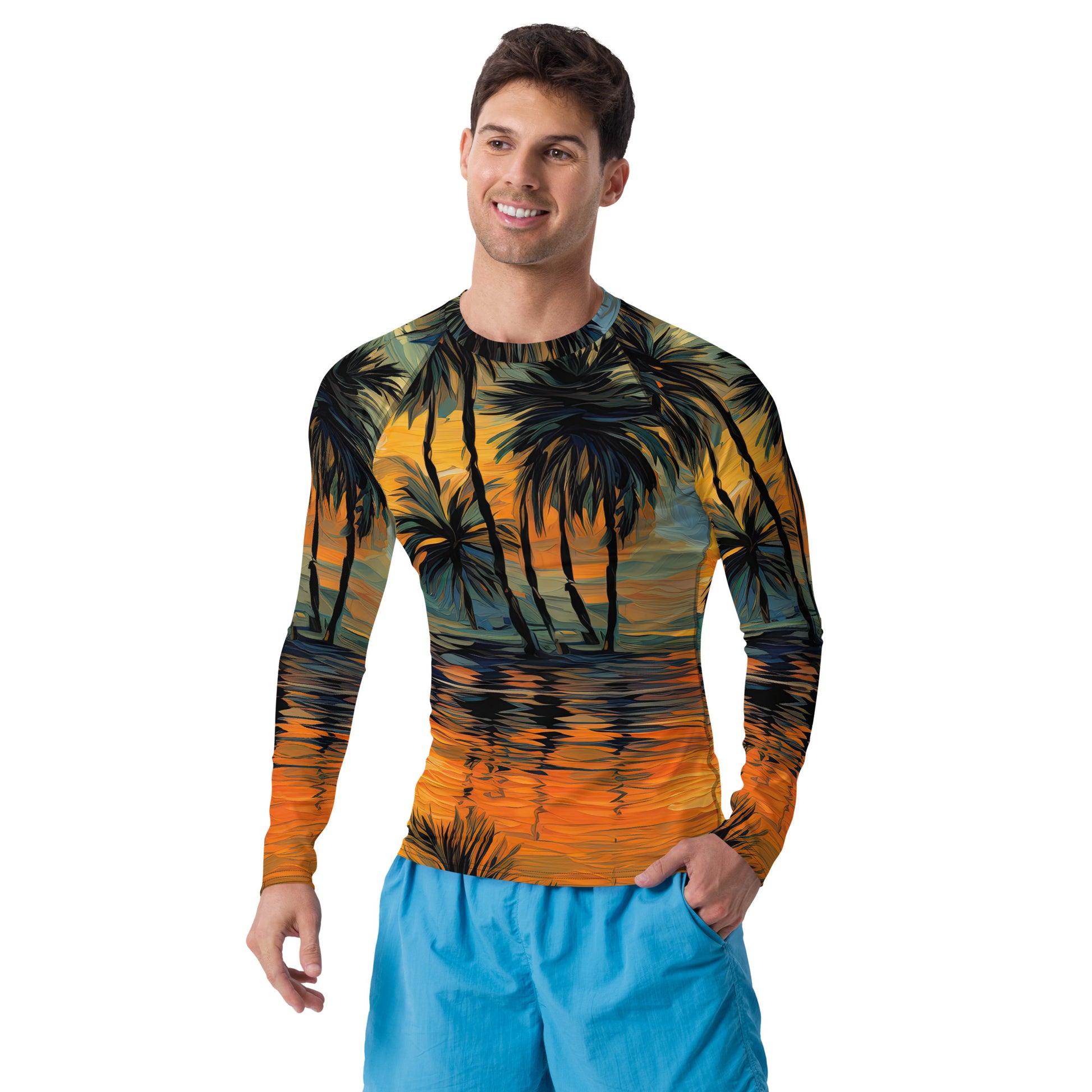 Palm Trees Men's Rash Guard - Sunshine on the Seas