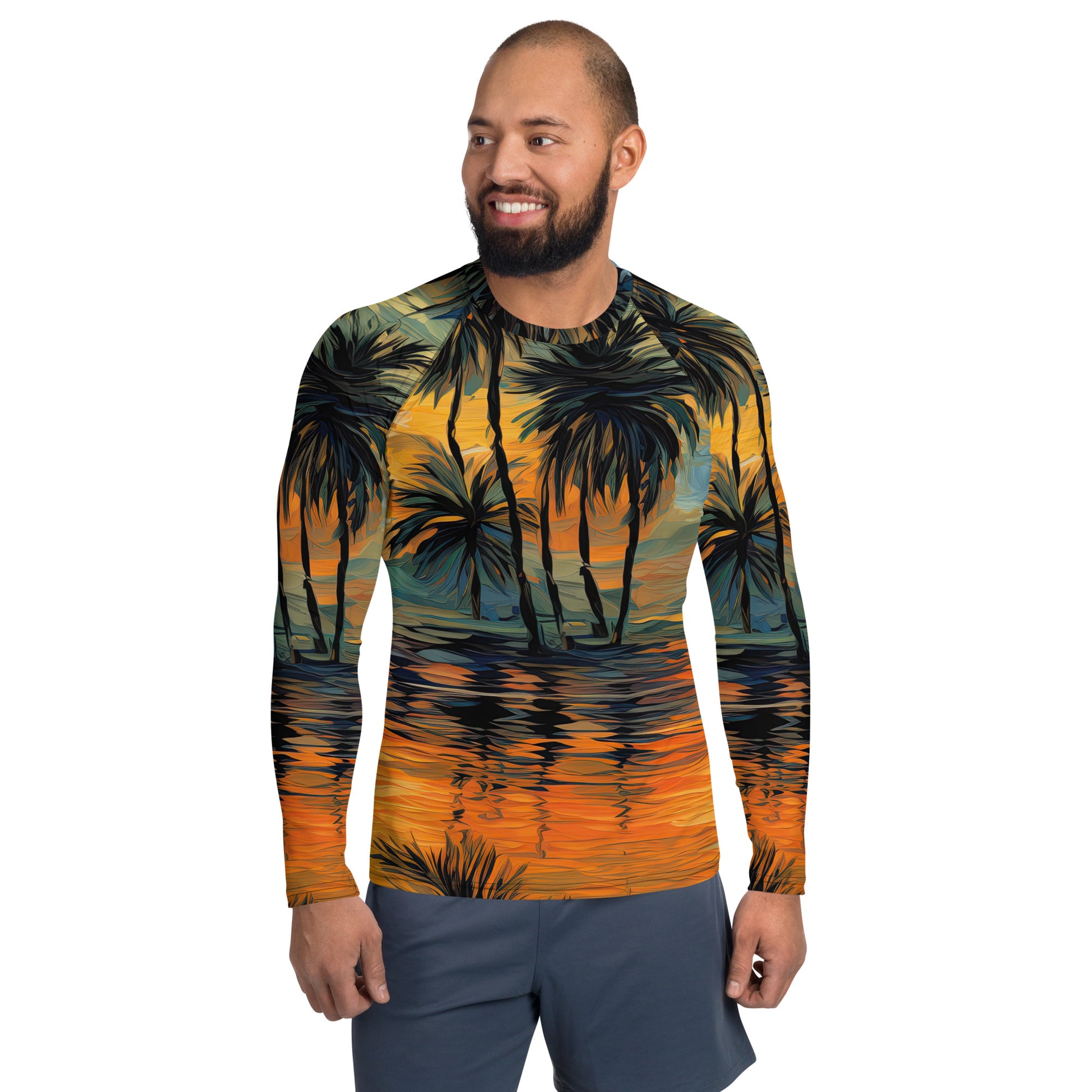 Palm Trees Men's Rash Guard - Sunshine on the Seas