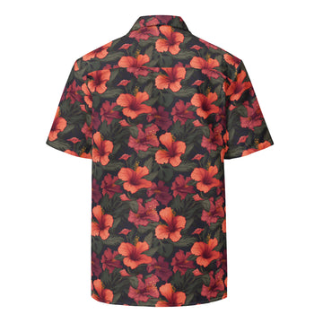 Green/RedTropical Hibiscus Unisex Hawaiian Shirt