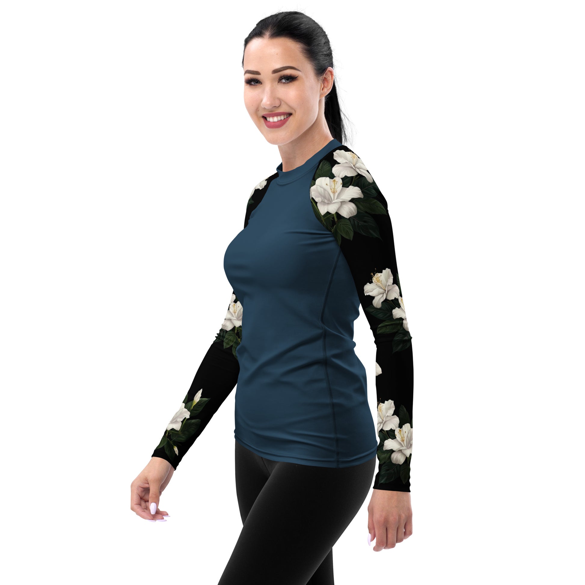 Tropical Flowers Women's Rash Guard - Sunshine on the Seas