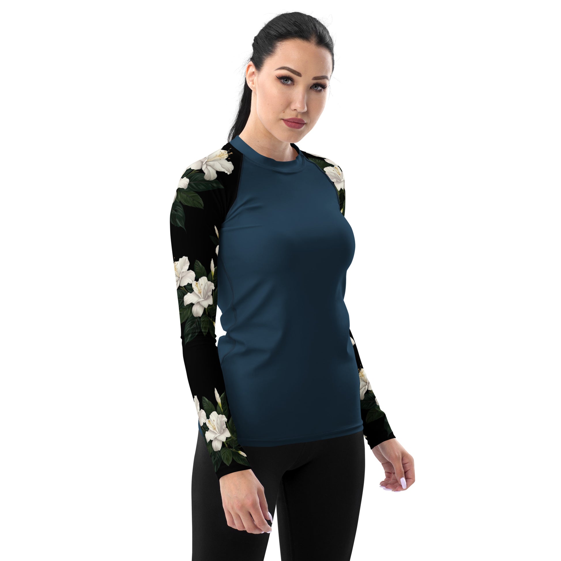 Tropical Flowers Women's Rash Guard - Sunshine on the Seas