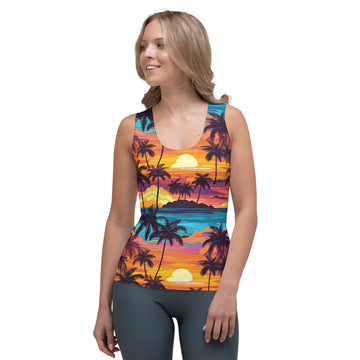 Tropical Sunset w/ Palm Trees Tank Top - Sunshine on the Seas