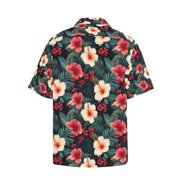 Red & White Hibiscus Men's Hawaiian Shirt