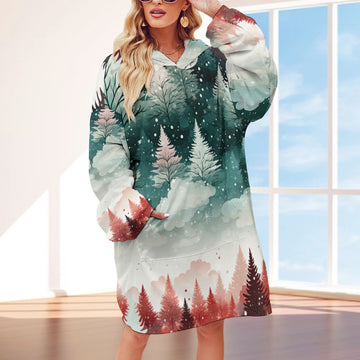 Dreaming of a White Christmas Adult Hooded Blanket Shirt