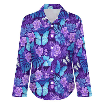 Purple Butterfly Women's Hawaiian Shirt