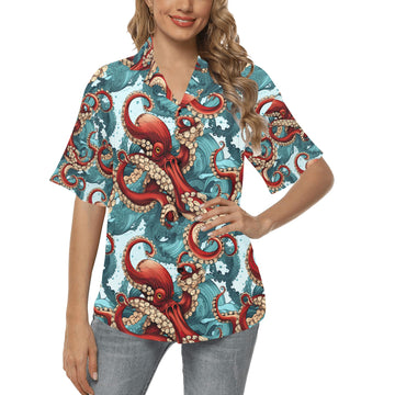 Octopus Hawaiian Shirt for Women - Sunshine on the Seas