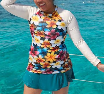 Plumeria Women's Rash Guard - Sunshine on the Seas