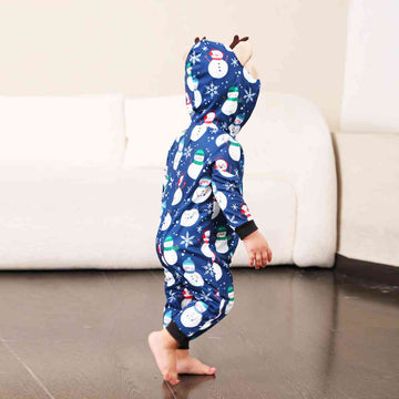 Baby Snowman Print Hooded Jumpsuit