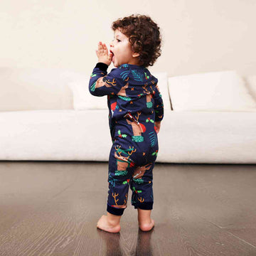 Baby Reindeer Print Round Neck Jumpsuit