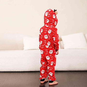Baby Santa Print Hooded Jumpsuit