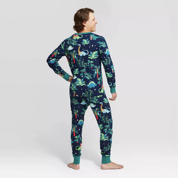 Men Santa Dinosaur Printed Top and Pants Set