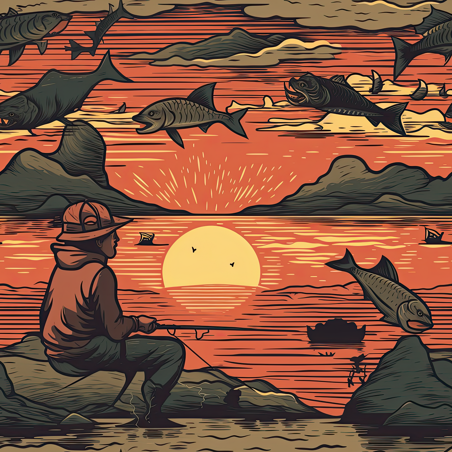 4-in-1 Fisherman Can Cooler/16oz Tumbler - Sunshine on the Seas