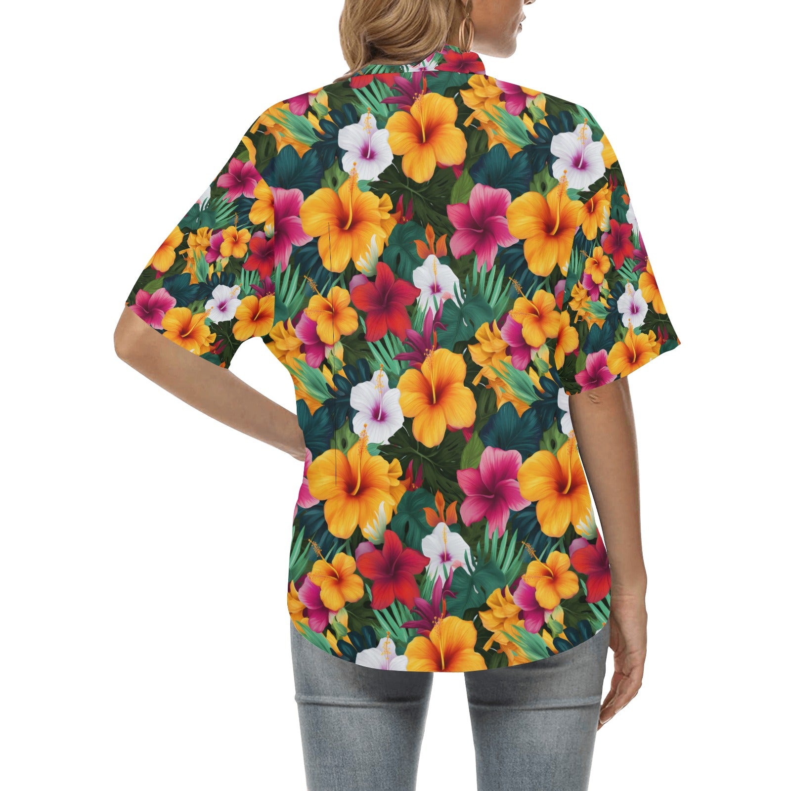 Colorful Hibiscus Hawaiian Shirt for Women - Sunshine on the Seas