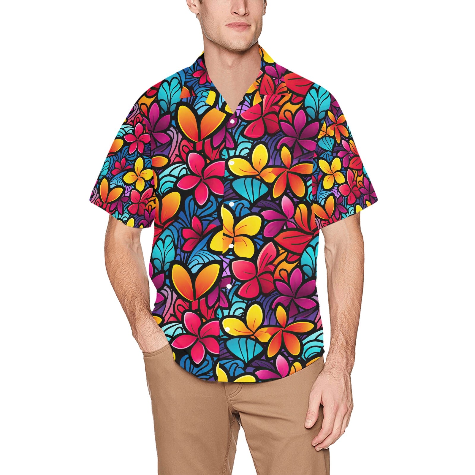 Colorful Plumeria Men's Hawaiian Shirt