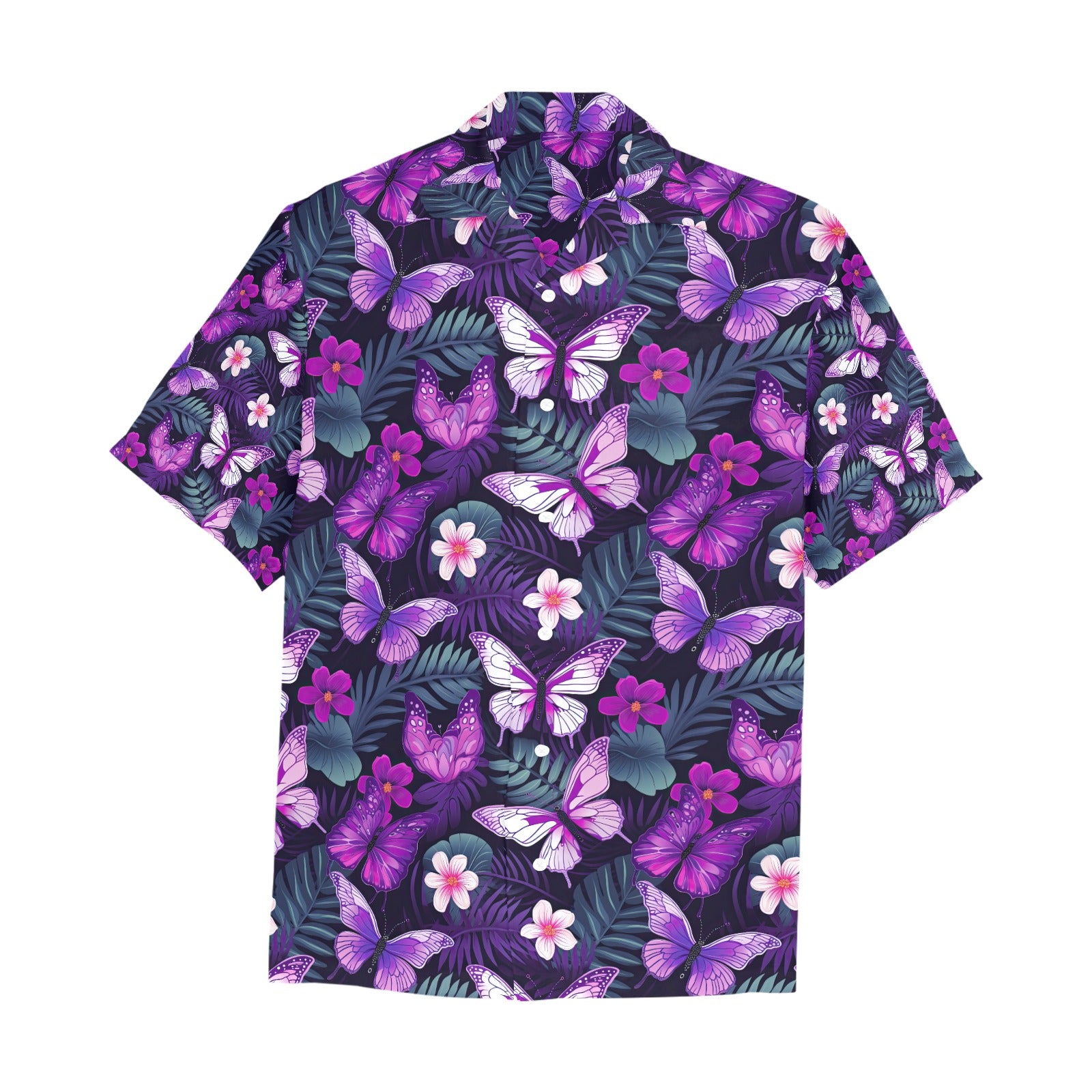 Butterfly Flower Men's Hawaiian Shirt With Chest Pocket - Sunshine on the Seas