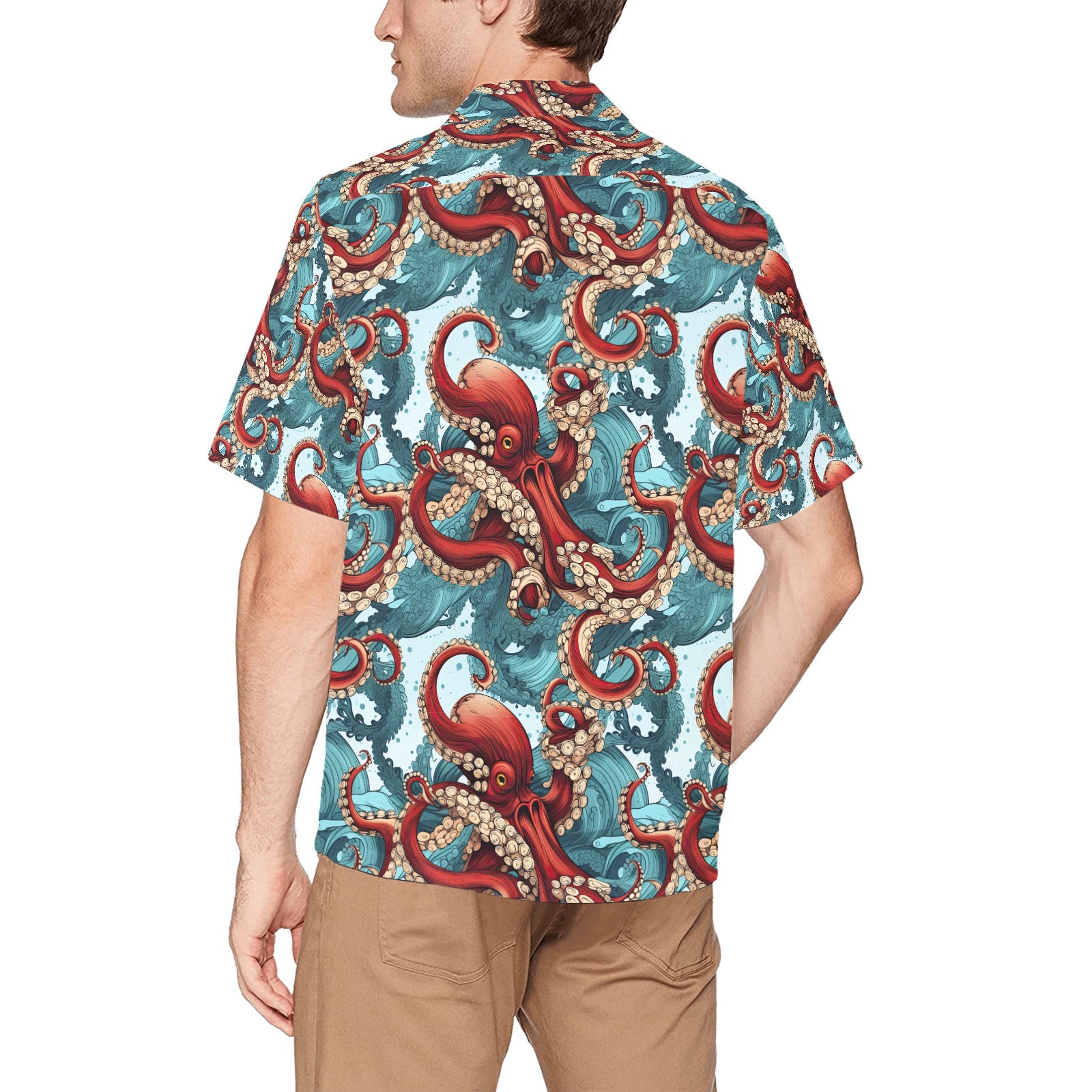 Octopus Men's Hawaiian Shirt With Chest Pocket - Sunshine on the Seas