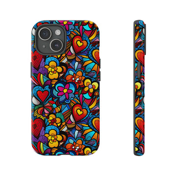 Hearts & Flowers Cell Phone Tough Cases - iPhone, Galaxy, Pixel
