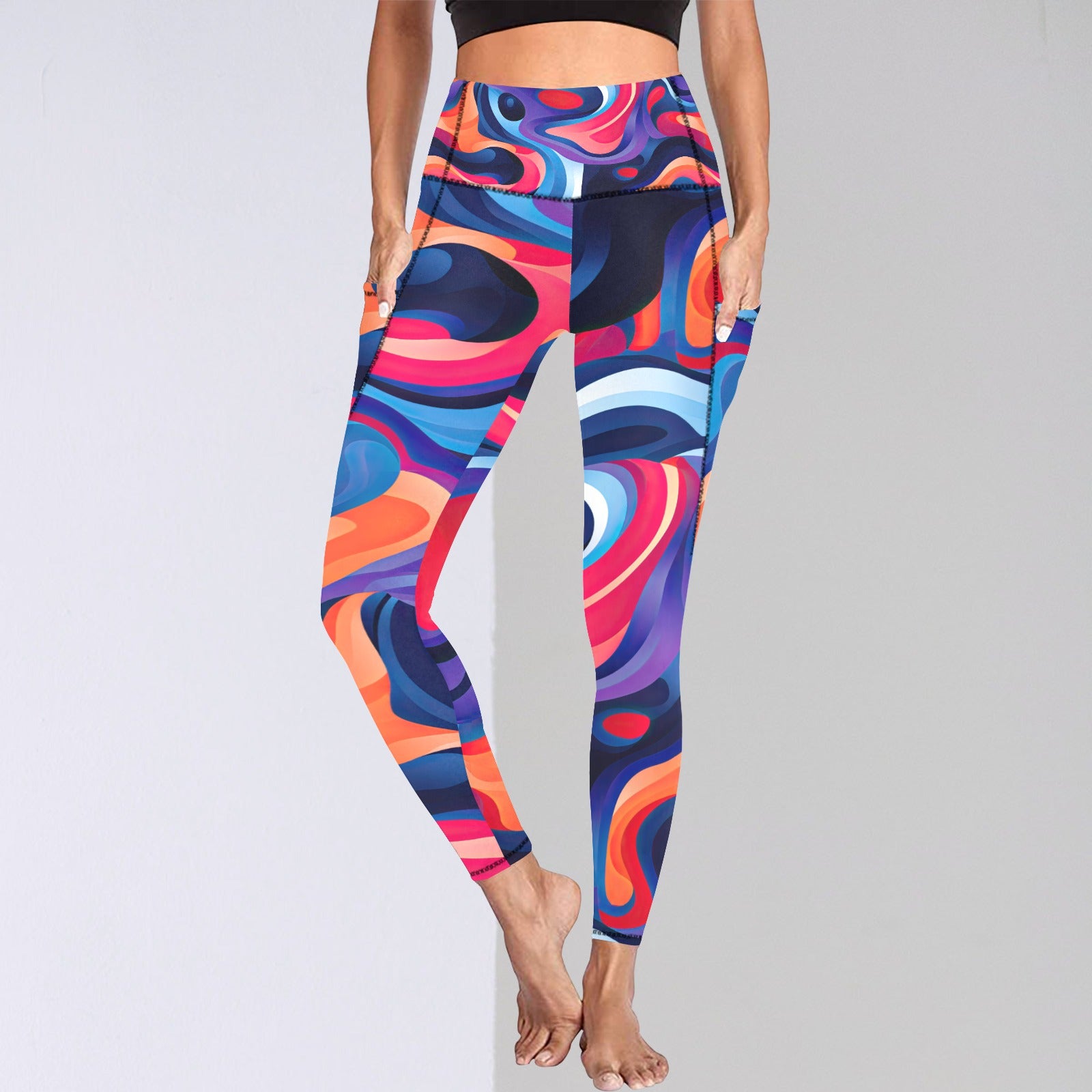 Marble Swirl Leggings with Pockets