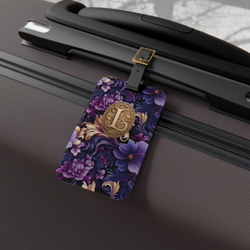 Purple Paisley Monogrammed Luggage Tag