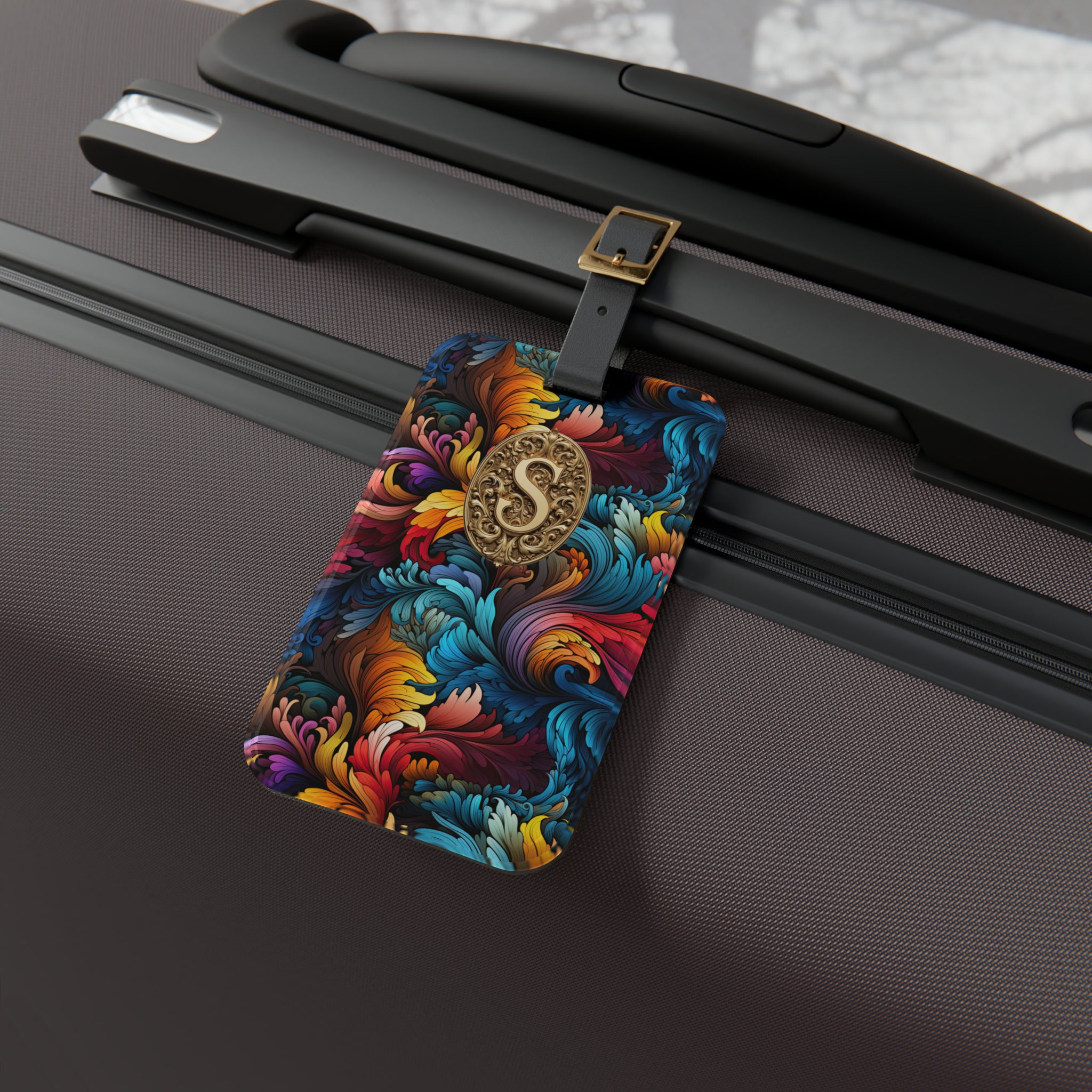 Rainbow Paisley Monogrammed Luggage Tag