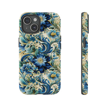 Blue & White Paisley Cell Phone Tough Cases - iPhone, Galaxy, Pixel