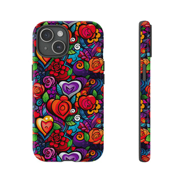 Hearts & Roses Cell Phone Tough Cases - iPhone, Galaxy, Pixel